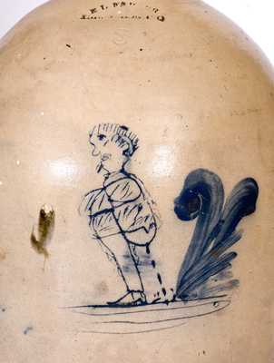 Very Rare E.L. FARRAR / IBERVILLE, P.Q. Stoneware Jug w/ Incised Figural Decoration