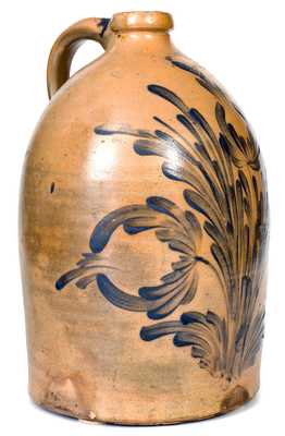 Rare and Fine M. & T. MILLER / NEWPORT, PA Four-Gallon Stoneware Jug w/ Profuse Decoration