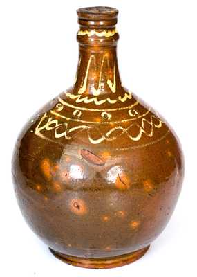 Exceedingly Rare and Important 18th Century New England Redware Bottle, probably Charlestown, MA