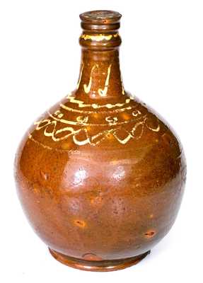 Exceedingly Rare and Important 18th Century New England Redware Bottle, probably Charlestown, MA