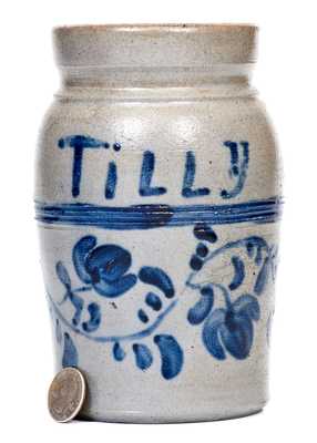 Rare Small-Sized Greensboro, PA Stoneware Presentation Jar w/ Elaborate Decoration, Inscribed 