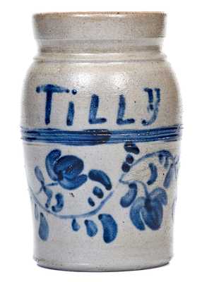 Rare Small-Sized Greensboro, PA Stoneware Presentation Jar w/ Elaborate Decoration, Inscribed