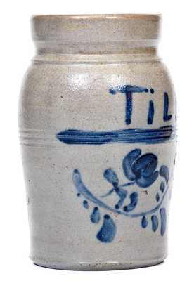 Rare Small-Sized Greensboro, PA Stoneware Presentation Jar w/ Elaborate Decoration, Inscribed