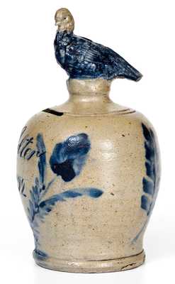 Exceedingly Rare Remmey Stoneware Presentation Bank with Bird Finial, 