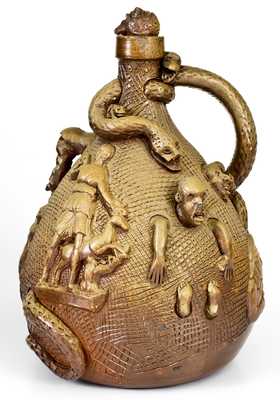 Exceedingly Rare and Important Anna Pottery Stoneware Temperance Jug, circa 1862