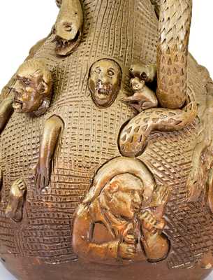 Exceedingly Rare and Important Anna Pottery Stoneware Temperance Jug, circa 1862
