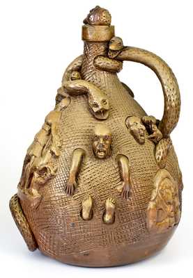 Exceedingly Rare and Important Anna Pottery Stoneware Temperance Jug, circa 1862