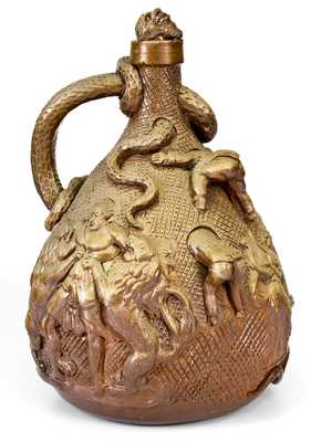 Exceedingly Rare and Important Anna Pottery Stoneware Temperance Jug, circa 1862