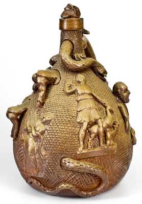 Exceedingly Rare and Important Anna Pottery Stoneware Temperance Jug, circa 1862