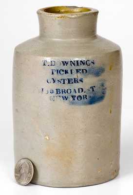 Extremely Rare and Important Thomas Downing (New York City) Stoneware Oyster Jar
