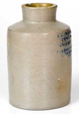 Extremely Rare and Important Thomas Downing (New York City) Stoneware Oyster Jar