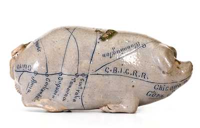 Exceptional Anna Pottery Stoneware Pig Flask: 