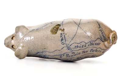Exceptional Anna Pottery Stoneware Pig Flask: 