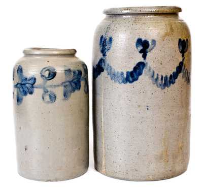 Two Cobalt-Decorated Stoneware Jars, Henry Harrison Remmey, Philadelphia, PA, c1835