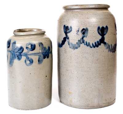 Two Cobalt-Decorated Stoneware Jars, Henry Harrison Remmey, Philadelphia, PA, c1835