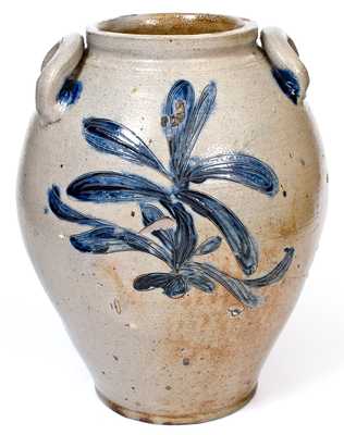 Exceptional 4 Gal. Manhattan Stoneware Jar w/ Elaborate Incised Decoration, circa 1790