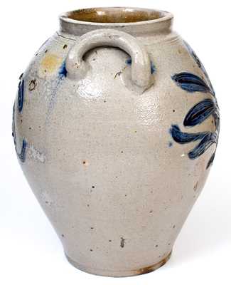 Exceptional 4 Gal. Manhattan Stoneware Jar w/ Elaborate Incised Decoration, circa 1790