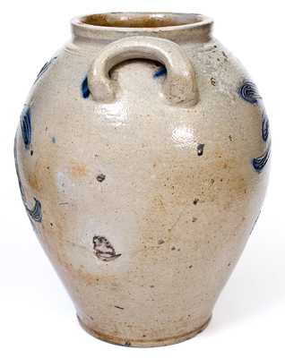 Exceptional 4 Gal. Manhattan Stoneware Jar w/ Elaborate Incised Decoration, circa 1790
