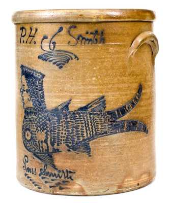 Exceptional P. H. Smith, Akron, Ohio Stoneware Jar w/ Mermaid Decoration