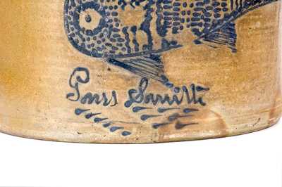 Exceptional P. H. Smith, Akron, Ohio Stoneware Jar w/ Mermaid Decoration
