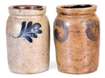 Two Small-Sized Stoneware Jars with Cobalt Decoration, attrib. Richard C. Remmey, Philadelphia