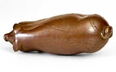Important Anna Pottery Stoneware Horace Greeley Political Pig Flask