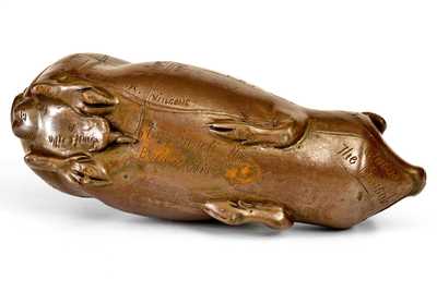 Important Anna Pottery Stoneware Horace Greeley Political Pig Flask