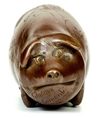 Important Anna Pottery Stoneware Horace Greeley Political Pig Flask