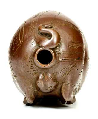 Important Anna Pottery Stoneware Horace Greeley Political Pig Flask