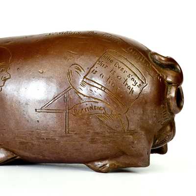 Important Anna Pottery Stoneware Horace Greeley Political Pig Flask