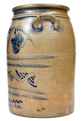 Exceptional 5 Gal. Western PA Stoneware Jar w/ Profuse Freehand Decoration