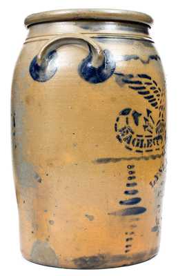 Very Fine CAMDEN, PA Western PA Stoneware Advertising Jar w/ Bold Stenciled Eagle Decoration