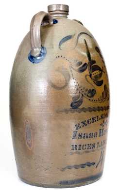 Rare and Fine Isaac Hewitt, Jr. / RICES LANDING, PA Double-Handled Stoneware Jug