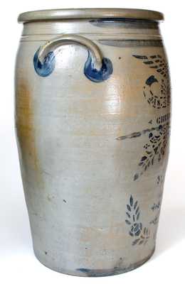 Exceptional 20 Gal. JAS. HAMILTON & CO. / GREENSBORO, PA Stoneware Eagle Crock