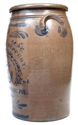 10 Gal. WILLIAMS & REPPERT / GREENSBORO, PA Stoneware Jar w/ Stenciled Eagle Decoration