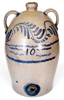 Monumental 10 Gal. Greensboro, PA Stoneware Water Cooler w/ Freehand Decoration