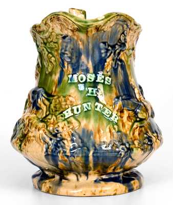 Exceptional John L. Rue & Co., South Amboy, NJ Multi-Colored Rockingham Glazed Frog Pitcher