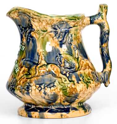 Exceptional John L. Rue & Co., South Amboy, NJ Multi-Colored Rockingham Glazed Frog Pitcher