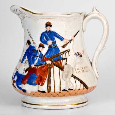 Exceptional Colonel Ellsworth Civil War Ironstone Pitcher, Stamped M A P / TRENTON, NJ