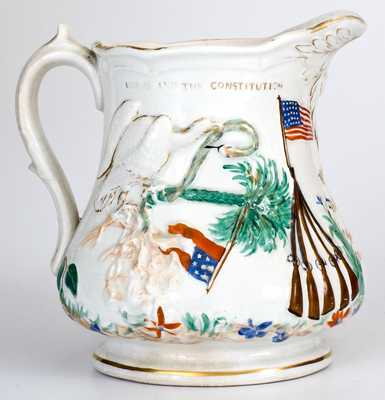 Exceptional Colonel Ellsworth Civil War Ironstone Pitcher, Stamped M A P / TRENTON, NJ