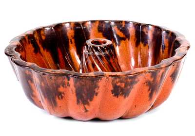 Extremely Rare Glazed Redware Food Mold, Stamped