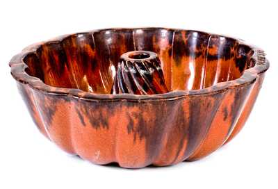 Extremely Rare Glazed Redware Food Mold, Stamped