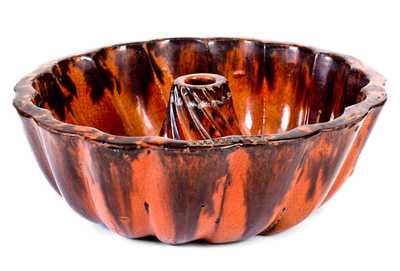 Extremely Rare Glazed Redware Food Mold, Stamped