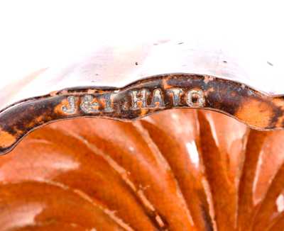Extremely Rare Glazed Redware Food Mold, Stamped 