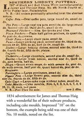 Extremely Rare Glazed Redware Food Mold, Stamped