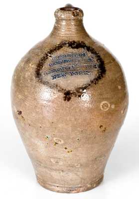 Rare Half-Gallon C. CROLIUS / NEW-YORK Stoneware Jug w/ Two-Color Slip
