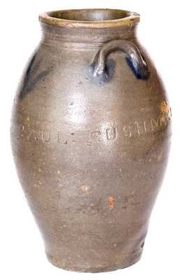 Fine PAUL : CUSHMAN, Albany, New york One-Gallon Cobalt-Decorated Stoneware Jar, circa 1810