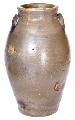 Fine PAUL : CUSHMAN, Albany, New york One-Gallon Cobalt-Decorated Stoneware Jar, circa 1810