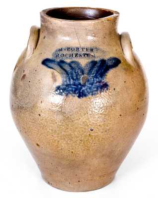 Rare M * PORTER / ROCHESTER Two-Gallon Cobalt-Decorated Stoneware Jar
