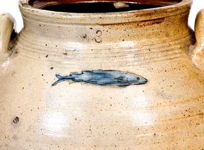 Scarce Stoneware Jar w/ Impressed Fish and Two-Color-Slip Decoration, att. Frederick Carpenter, Boston late 18th century